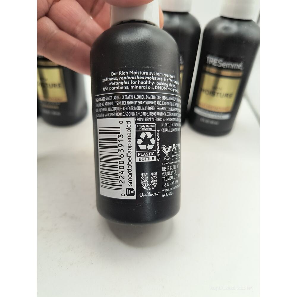 6 TRESemme MOISTURE RICH Shampoo & Conditioner for Hair Travel Size Combo 3 oz - Picture 6 of 8